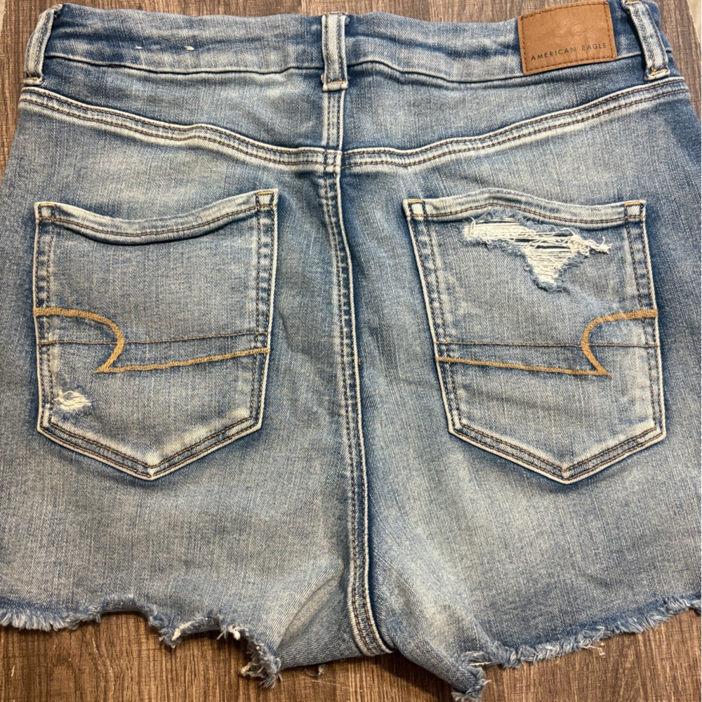 American Eagle Outfitters Light Blue Distressed Jean Shorts